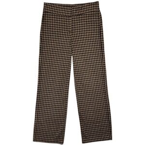 7th Avenue Design Studio Wide Leg Knit Pants Size M Houndstooth Brown Black Work